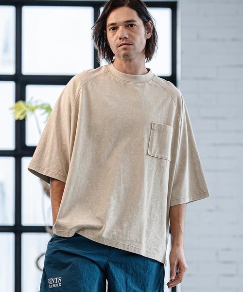 CAMBIO(カンビオ)の「mt10184- Snow Wash Half Sleeve Pocket Tee Tシャツ(CMP-261-007)(Tシャツ/カットソー・メンズ・ブラック/ブルー/グレイッシュベージュ・S/M/L)」の3枚目の写真