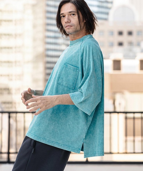 CAMBIO(カンビオ)の「mt10184- Snow Wash Half Sleeve Pocket Tee Tシャツ(CMP-261-007)(Tシャツ/カットソー・メンズ・ブラック/ブルー/グレイッシュベージュ・S/M/L)」の1枚目の写真