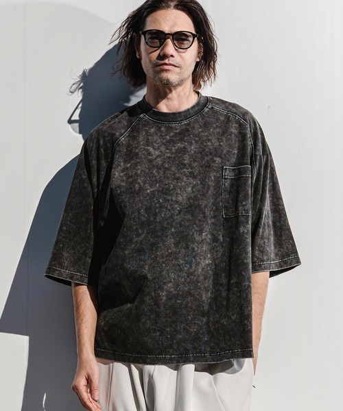 CAMBIO(カンビオ)の「mt10184- Snow Wash Half Sleeve Pocket Tee Tシャツ(CMP-261-007)(Tシャツ/カットソー・メンズ・ブラック/ブルー/グレイッシュベージュ・S/M/L)」の4枚目の写真