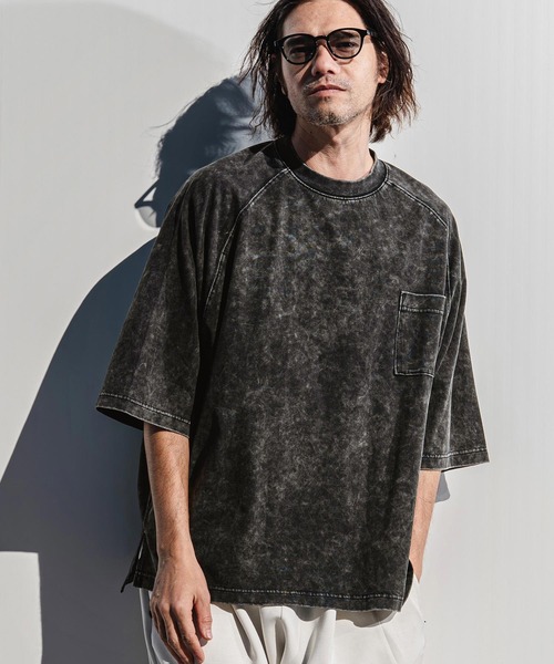 CAMBIO(カンビオ)の「mt10184- Snow Wash Half Sleeve Pocket Tee Tシャツ(CMP-261-007)(Tシャツ/カットソー・メンズ・ブラック/ブルー/グレイッシュベージュ・S/M/L)」の5枚目の写真