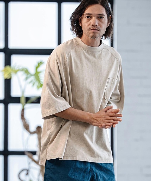 CAMBIO(カンビオ)の「mt10184- Snow Wash Half Sleeve Pocket Tee Tシャツ(CMP-261-007)(Tシャツ/カットソー・メンズ・ブラック/ブルー/グレイッシュベージュ・S/M/L)」の11枚目の写真