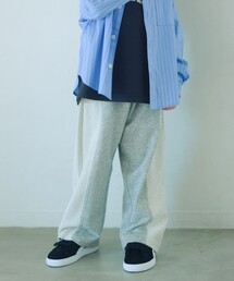 green label relaxing | 裏毛 切り替え ワイドパンツ / キッズ  100cm-160cm(スウェットパンツ)