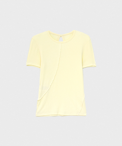 320SHOWROOM(320ショールーム)の「Back cut-out Diagonal stitch Short Sleeve T Yellow(Tシャツ/カットソー・レディース・その他・ONE SIZE)」の5枚目の写真