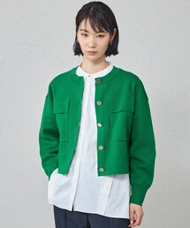 CAST:（キャストコロン）の「【着回し抜群/手洗い可能】フォルムニットジャケット（ノーカラージャケット）」