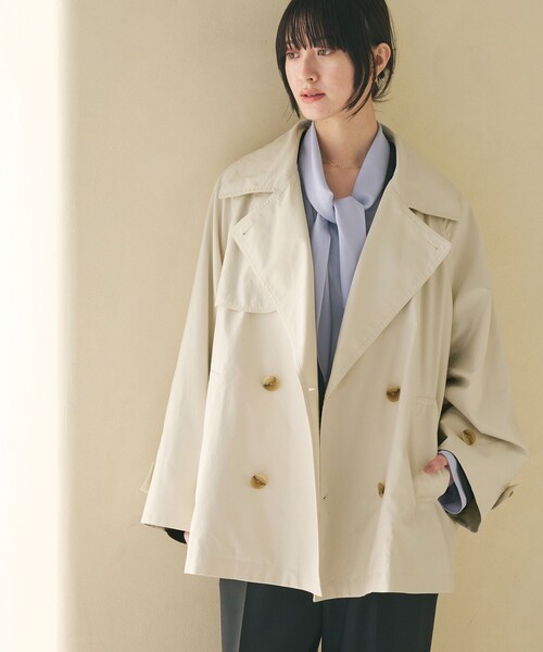 BEAUTY&YOUTH UNITED ARROWS（ビューティーアンドユースユナイテッドアローズ）の「コットンブレンド ミドルトレンチコート（トレンチコート・レディース・ベージュ/オフホワイト・S/M/XS）」の4枚目の写真