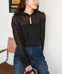 限定展開　シアー ワッフル フード ロンTEE