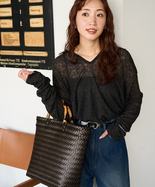 FREAK'S STORE(フリークスストア)の「限定展開 シアー ワッフル フード ロンTEE(Tシャツ/カットソー・レディース・オフホワイト/ライトグリーン/ブラック/グレー・フリ-)」の12枚目の写真