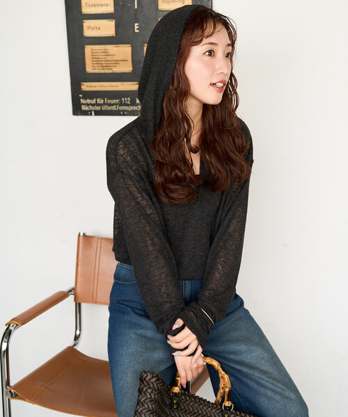 FREAK'S STORE(フリークスストア)の「限定展開 シアー ワッフル フード ロンTEE(Tシャツ/カットソー・レディース・オフホワイト/ライトグリーン/ブラック/グレー・フリ-)」の20枚目の写真