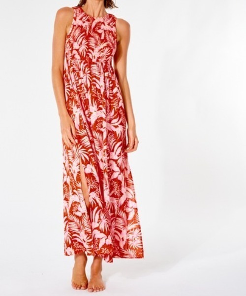 rip curl（リップカール）の「【RIPCURL（リップカール）】SUN RAYS MAXI DRESS/ボタニカル柄　ノースリーブ　ロングワンピース・マキシ丈サマードレス（ワンピース・レディース・レッド・X-SMALL）」の7枚目の写真