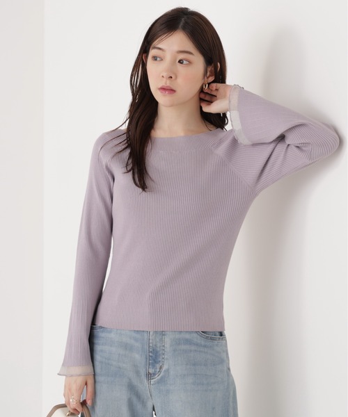 PROPORTION BODY DRESSING（プロポーションボディドレッシング）の「＜ウォッシャブル/UV＞シアー切り替えボートネックニット / 1216170207（ニット/セーター・レディース・イエロー/パープル/ホワイト系その他/ブルー・MEDIUM/SMALL）」の4枚目の写真