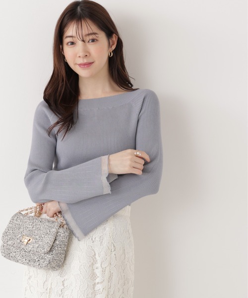 PROPORTION BODY DRESSING（プロポーションボディドレッシング）の「＜ウォッシャブル/UV＞シアー切り替えボートネックニット / 1216170207（ニット/セーター・レディース・イエロー/パープル/ホワイト系その他/ブルー・MEDIUM/SMALL）」の3枚目の写真