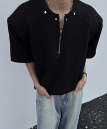 lilful（リルフル）の「メタルスタッズハーフジップTシャツ（Tシャツ/カットソー・メンズ）」