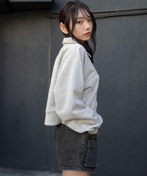 WEGO(ウィゴー)の「WEGO【26年春新作】/襟付きグラフィックショートスウェット(スウェット・レディース・杢グレー/ネイビー・FREE)」の14枚目の写真