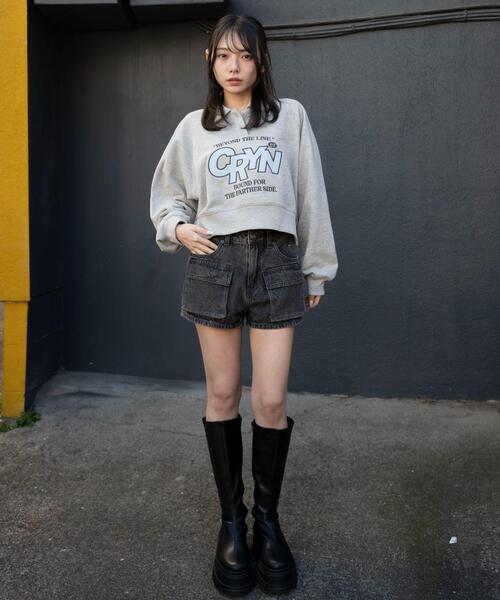 WEGO(ウィゴー)の「WEGO【26年春新作】/襟付きグラフィックショートスウェット(スウェット・レディース・杢グレー/ネイビー・FREE)」の16枚目の写真
