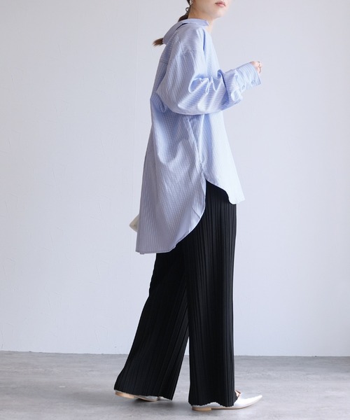 reca(レカ)の「ストライプスッキパーブラウス(シャツ/ブラウス・レディース・サックスブルー/ベージュ/ホワイト・M)」の13枚目の写真