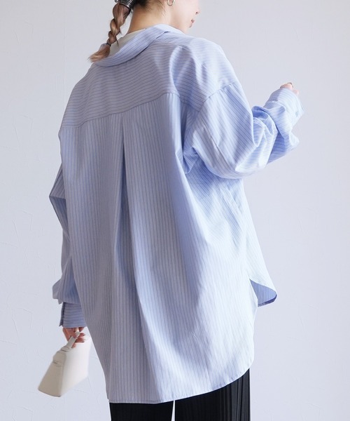 reca(レカ)の「ストライプスッキパーブラウス(シャツ/ブラウス・レディース・サックスブルー/ベージュ/ホワイト・M)」の11枚目の写真