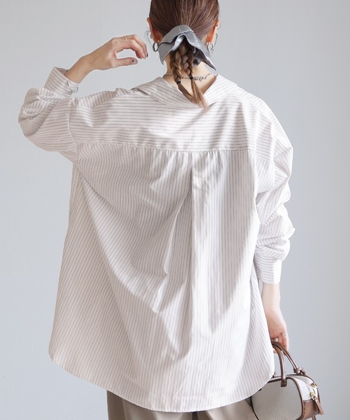 reca(レカ)の「ストライプスッキパーブラウス(シャツ/ブラウス・レディース・サックスブルー/ベージュ/ホワイト・M)」の15枚目の写真