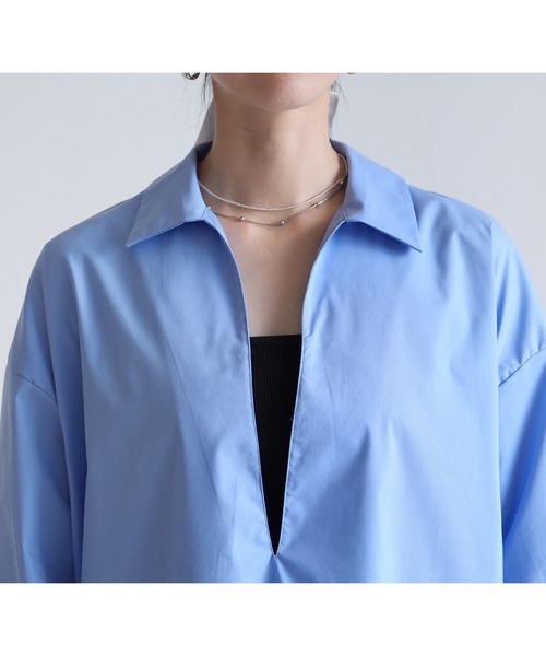 reca(レカ)の「ストライプスッキパーブラウス(シャツ/ブラウス・レディース・サックスブルー/ベージュ/ホワイト・M)」の21枚目の写真