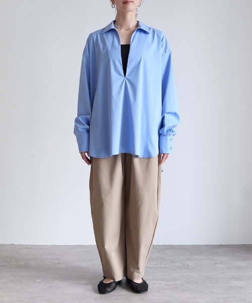 reca(レカ)の「ストライプスッキパーブラウス(シャツ/ブラウス・レディース・サックスブルー/ベージュ/ホワイト・M)」の20枚目の写真