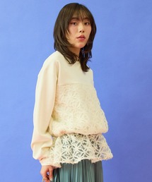 【FONT LAB】チュール刺繍コンビ2WAYトップス