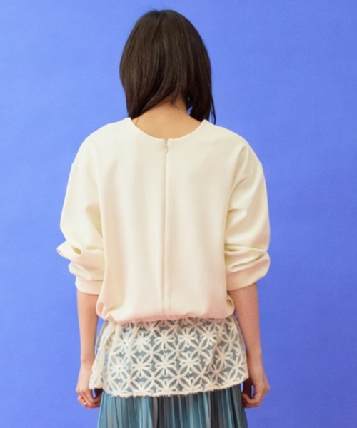 JETSET SOLO PLUS （ジェットセットソロプラス）の「【FONT LAB】チュール刺繍コンビ2WAYトップス（Tシャツ/カットソー・レディース・オフホワイト/ブラック/グレイッシュベージュ・FREE）」の7枚目の写真