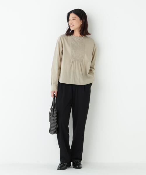 human woman（ヒューマンウーマン）の「◆ドビーストレッチリラックスストレートパンツ（その他パンツ・レディース・ブラック/ブラウン系その他・SMALL/MEDIUM）」の7枚目の写真