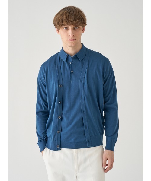 JOHN SMEDLEY(ジョンスメドレー)の「Vネック長袖コットンニットカーディガン(カーディガン/ボレロ・メンズ・ブルー系その他3・L/M)」の3枚目の写真