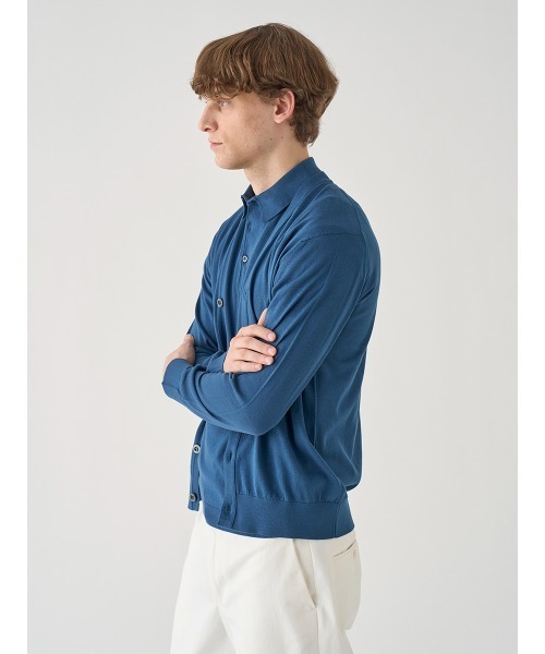 JOHN SMEDLEY(ジョンスメドレー)の「Vネック長袖コットンニットカーディガン(カーディガン/ボレロ・メンズ・ブルー系その他3・L/M)」の4枚目の写真