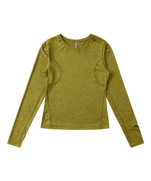 BUTTON SEOUL（ボタンソウル）の「[ウィメンズ]クイックドライセカンドスキンロングスリーブランニングテックTシャツ(6 COLORS)（Tシャツ/カットソー・レディース・カーキブラウン/ブラウン/オレンジ/パープル/オリーブ/ブラック・MEDIUM/LARGE/SMALL）」の5枚目の写真