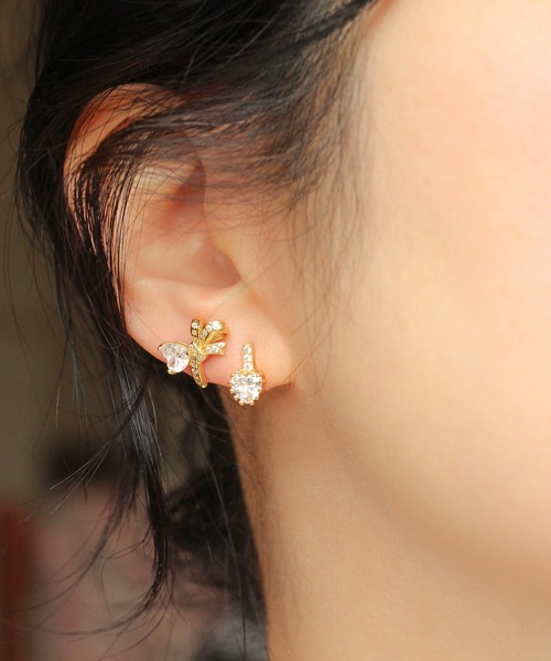 NOIR DE POUPEE(ノワールドプーペ)の「【WEB限定】silver925 キュービックジルコニア ハートピアス(ピアス(両耳用)・レディース・ゴールド・FREE)」の4枚目の写真