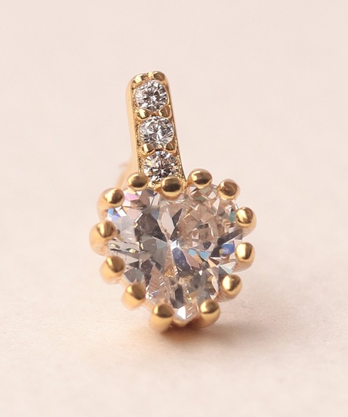 NOIR DE POUPEE(ノワールドプーペ)の「【WEB限定】silver925 キュービックジルコニア ハートピアス(ピアス(両耳用)・レディース・ゴールド・FREE)」の9枚目の写真