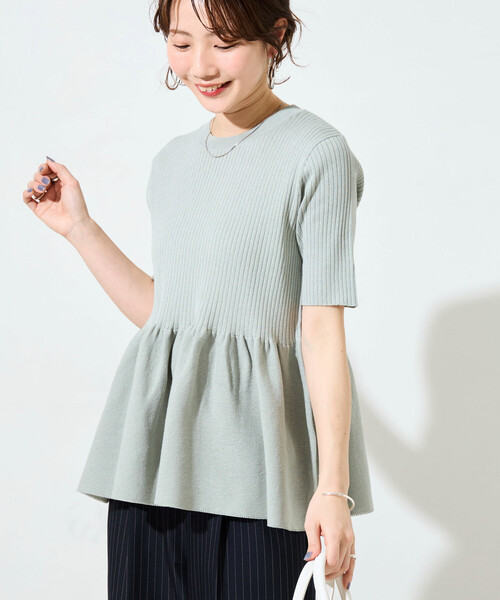 限定展開 サマーニット 半袖 ペプラム トップス（ニット/セーター