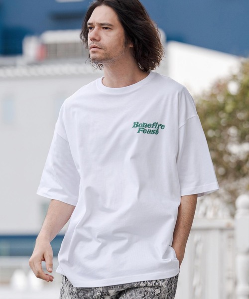 CAMBIO（カンビオ）の「mt10271- ビッグシルエットプリントT（Bonefire Feast） Tシャツ(CASD-177)（Tシャツ/カットソー・メンズ・ホワイト×ブルー/ホワイト×グリーン/ホワイト×レッド・XL/L/M/S）」の17枚目の写真