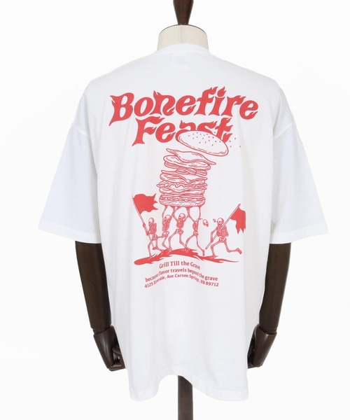 CAMBIO（カンビオ）の「mt10271- ビッグシルエットプリントT（Bonefire Feast） Tシャツ(CASD-177)（Tシャツ/カットソー・メンズ・ホワイト×ブルー/ホワイト×グリーン/ホワイト×レッド・XL/L/M/S）」の22枚目の写真