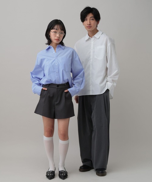 ALAND（エーランド）の「【UNISEX】ALAND／ボリュームBIGシャツ（シャツ/ブラウス・レディース・ブルー/オフホワイト/ベージュ/ライトブルー・LARGE/SMALL）」の5枚目の写真
