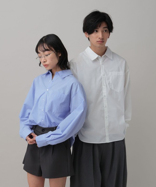 ALAND（エーランド）の「【UNISEX】ALAND／ボリュームBIGシャツ（シャツ/ブラウス・レディース・ブルー/オフホワイト/ベージュ/ライトブルー・LARGE/SMALL）」の7枚目の写真