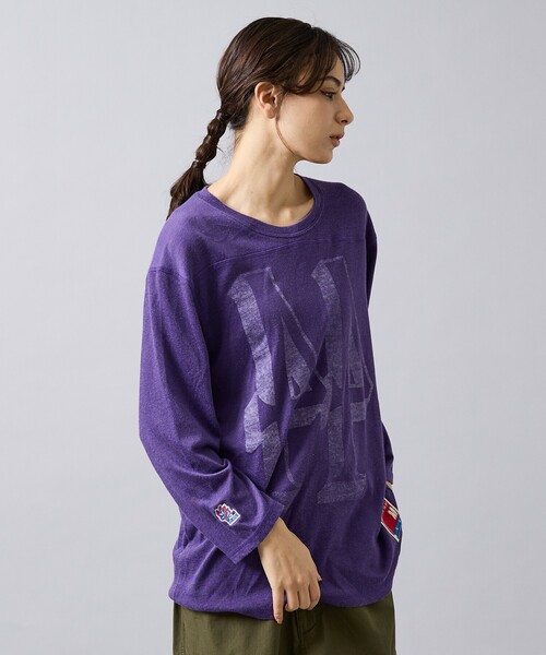DEUS EX MACHINA(デウスエクスマキナ)の「【Deus Ex Machina / デウスエクスマキナ】 Futile Effort Jersey ナンバリング 長袖Tシャツ/ ユニセックス(Tシャツ/カットソー・メンズ・バイオレット/アイボリー・S/M)」の2枚目の写真