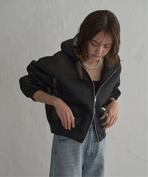 notch.(ノッチ)の「ダンボールシアーWZIPパーカー(ブルゾン・レディース・ブラック/オフホワイト・M)」の5枚目の写真
