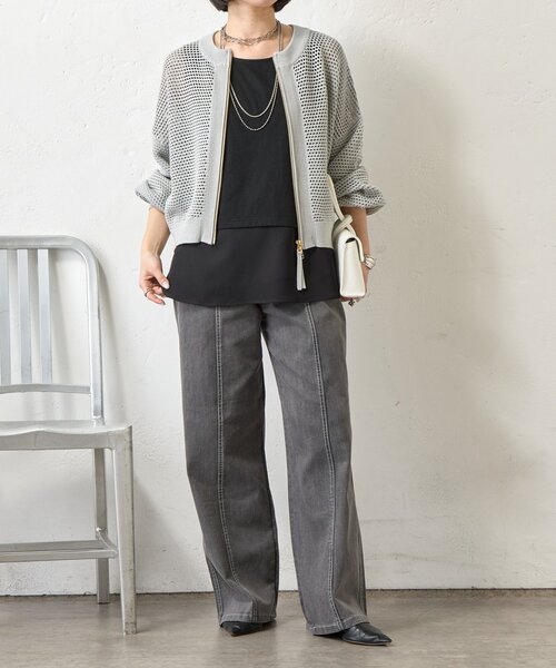 Jena espace merveilleux(ジェナ エスパスメルヴェイユ)の「【着回し力◎/レイヤードに活躍】裾ツイルタンクトップ(Tシャツ/カットソー・レディース・オフホワイト/ブラック・FREE)」の18枚目の写真