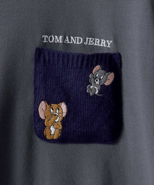Tom&Jerry(トムアンドジェリー)の「Tom&Jerry/トムとジェリー 梨地 オーバーサイズ ワンポイント刺繍 ニットポケット ドローコード 半袖Tシャツ レディース メンズ(Tシャツ/カットソー・レディース・スミクロ/ホワイト/グレイッシュベージュ/グレイッシュブルー・M/L/LL)」の16枚目の写真