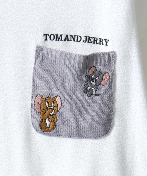 Tom&Jerry(トムアンドジェリー)の「Tom&Jerry/トムとジェリー 梨地 オーバーサイズ ワンポイント刺繍 ニットポケット ドローコード 半袖Tシャツ レディース メンズ(Tシャツ/カットソー・レディース・スミクロ/ホワイト/グレイッシュベージュ/グレイッシュブルー・M/L/LL)」の15枚目の写真