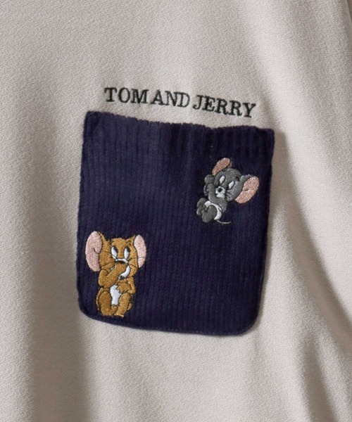 Tom&Jerry(トムアンドジェリー)の「Tom&Jerry/トムとジェリー 梨地 オーバーサイズ ワンポイント刺繍 ニットポケット ドローコード 半袖Tシャツ レディース メンズ(Tシャツ/カットソー・レディース・スミクロ/ホワイト/グレイッシュベージュ/グレイッシュブルー・M/L/LL)」の17枚目の写真