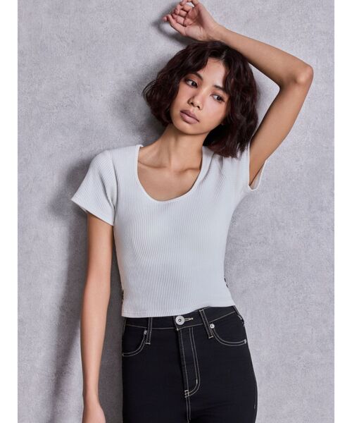 GYDA（ジェイダ）の「レオパードバックリボントップス（Tシャツ/カットソー・レディース・ブラック/オフホワイト・FREE）」の5枚目の写真