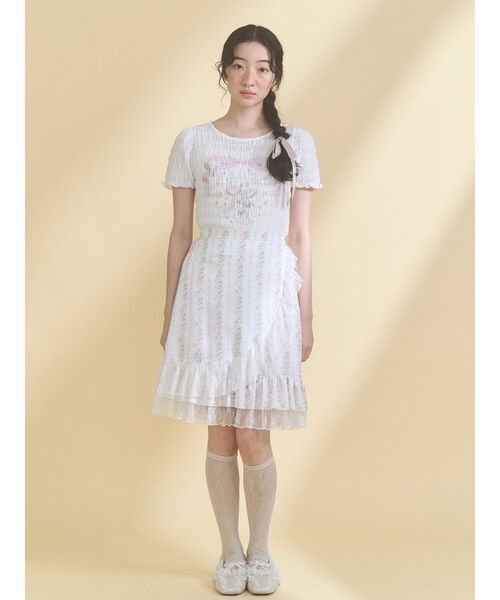 merry jenny（メリージェニー）の「おどるうさぎのシャーリングTee（Tシャツ/カットソー・レディース・ブルー/オフホワイト・FREE）」の7枚目の写真