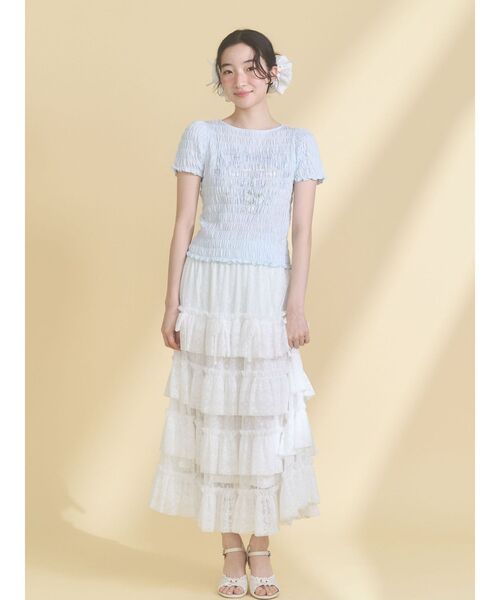 merry jenny（メリージェニー）の「おどるうさぎのシャーリングTee（Tシャツ/カットソー・レディース・ブルー/オフホワイト・FREE）」の10枚目の写真