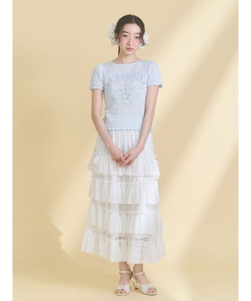 merry jenny（メリージェニー）の「おどるうさぎのシャーリングTee（Tシャツ/カットソー・レディース・ブルー/オフホワイト・FREE）」の11枚目の写真