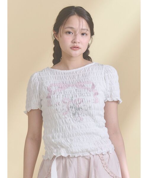 merry jenny（メリージェニー）の「おどるうさぎのシャーリングTee（Tシャツ/カットソー・レディース・ブルー/オフホワイト・FREE）」の12枚目の写真