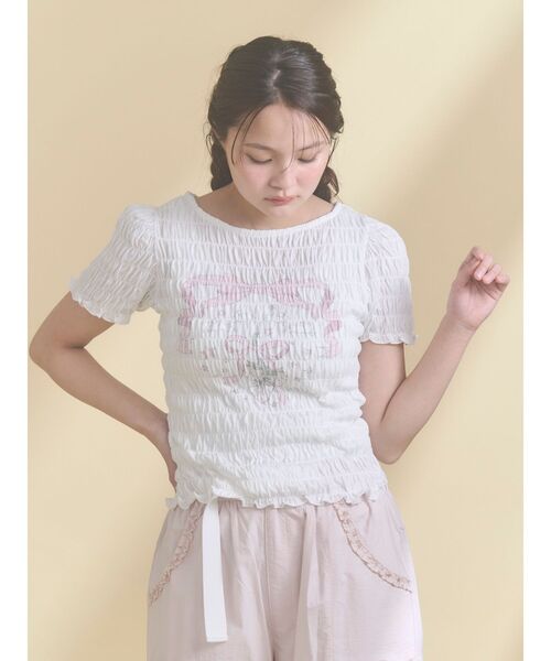 merry jenny（メリージェニー）の「おどるうさぎのシャーリングTee（Tシャツ/カットソー・レディース・ブルー/オフホワイト・FREE）」の13枚目の写真