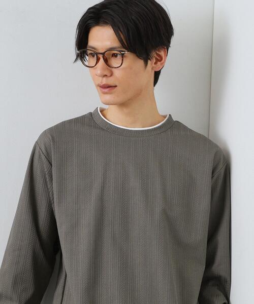THE SHOP TK (ザ ショップ ティーケー )の「【程よく品のある着こなし】ジャカード フェイクレイヤード長袖Tシャツ 洗濯機OK(Tシャツ/カットソー・メンズ・オフホワイト/ブラウン系その他/ライトグレー/ネイビー・02/04/03)」の18枚目の写真