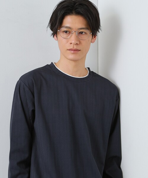 THE SHOP TK (ザ ショップ ティーケー )の「【程よく品のある着こなし】ジャカード フェイクレイヤード長袖Tシャツ 洗濯機OK(Tシャツ/カットソー・メンズ・オフホワイト/ブラウン系その他/ライトグレー/ネイビー・02/04/03)」の14枚目の写真